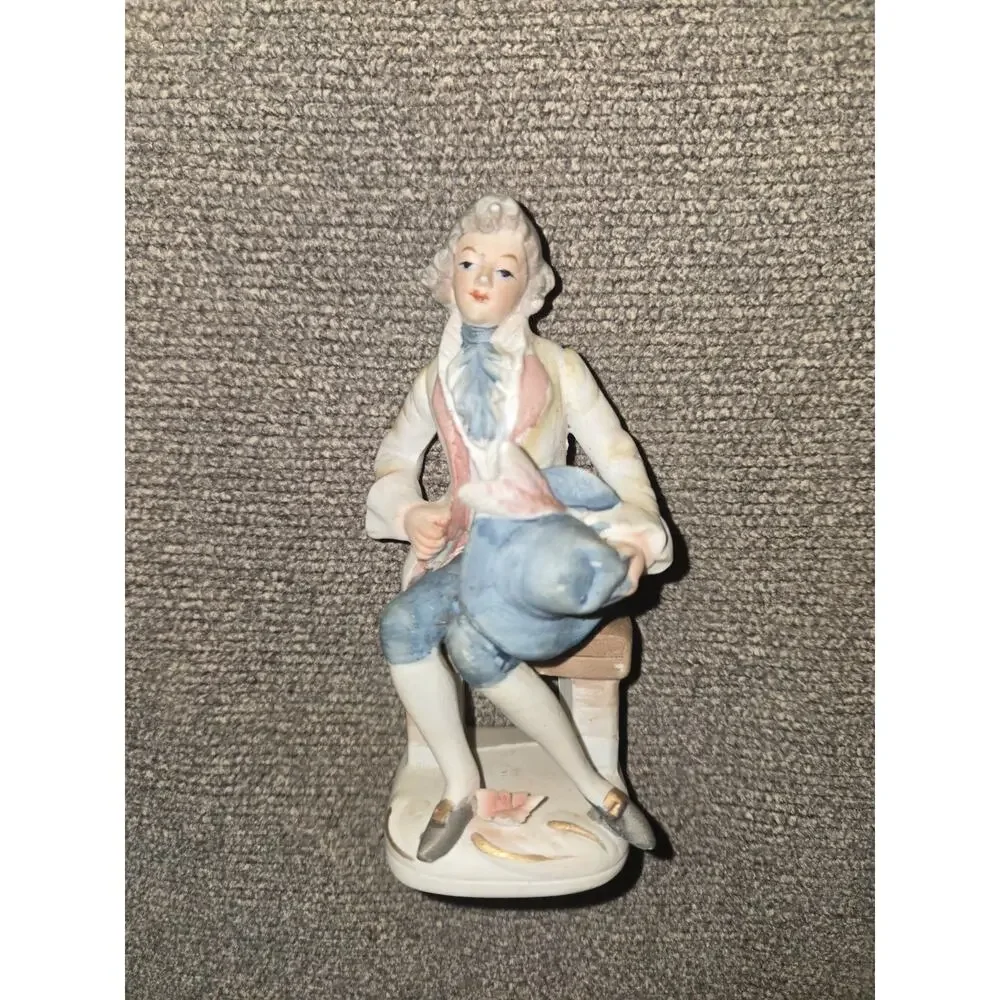 Vintage National Potteries Japan Porcelain Gentleman Figurine Seated 5